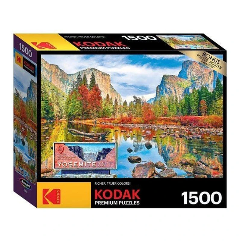 KODAK PREMIUM El Capitan & Merced River in Autumn Yosemite Park – 1500 Piece Jigsaw Puzzle by RoseArt – Finished Size 58.4 × 83.8 cm – Ages 10+